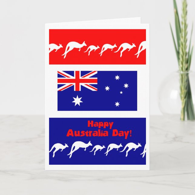 Carte de voeux, Drapeau et Kangaroos de la fête au (Devant)