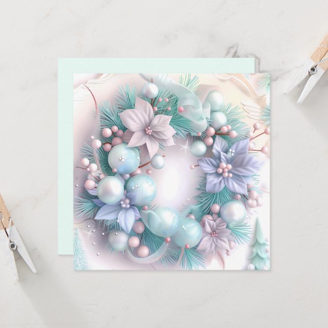 Carte de voeux Dreamy Christmas Wreath (Devant/Arrière en situation)
