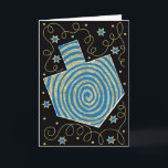 Carte de voeux "Dreidel Pinwheel" avec Enveloppe<br><div class="desc">Carte de voeux "Dreidel Pinwheel, Bleu/Or" avec Enveloppe. Pour personnaliser, supprimez du texte à l'intérieur de la carte et remplacez-le par votre propre message. Choisissez votre style de police, votre couleur et votre taille préférés. Vous pouvez modifier la couleur Arrière - plan en sélectionnant une nouvelle couleur arrière - plan....</div>