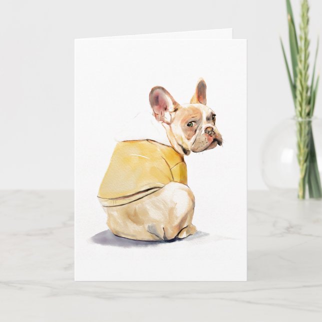 Carte de vœux drôle avec un bouledogue français (Devant)
