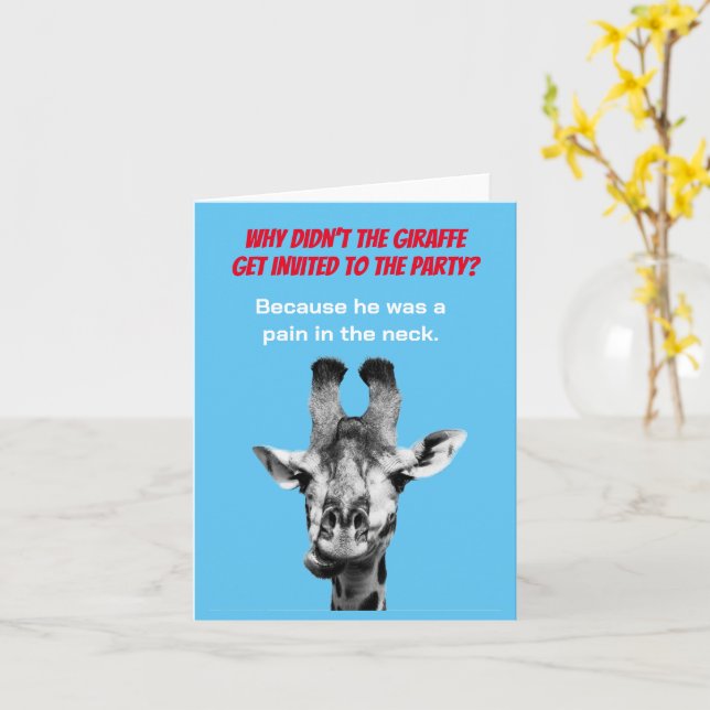 Carte de vœux drôle avec une blague de papa girafe (Fleur jaune)