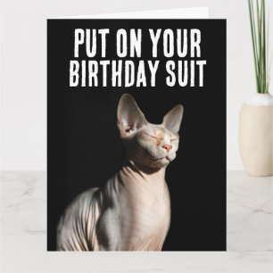 Carte de vœux drôle chat SPHYNX CHAT NU