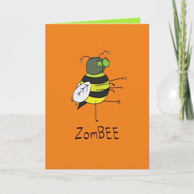 Carte de vœux drôle d'abeille zombie Halloween (Devant)
