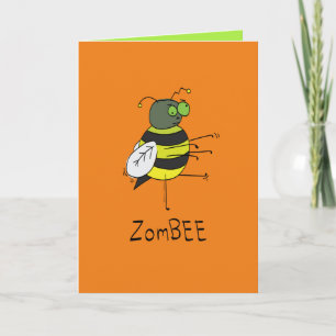 Carte de vœux drôle d'abeille zombie Halloween