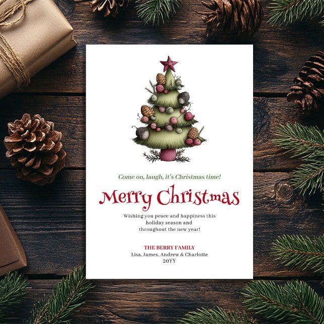 Carte de vœux drôle d'arbre de Noël (Holiday quirky Christmas tree greeting card

)