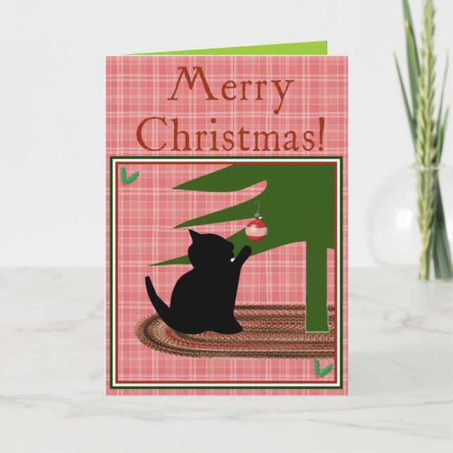 Carte de voeux drôle de chat de Joyeux Noël (Devant)