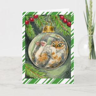 Carte de voeux drôle de chat de Noël