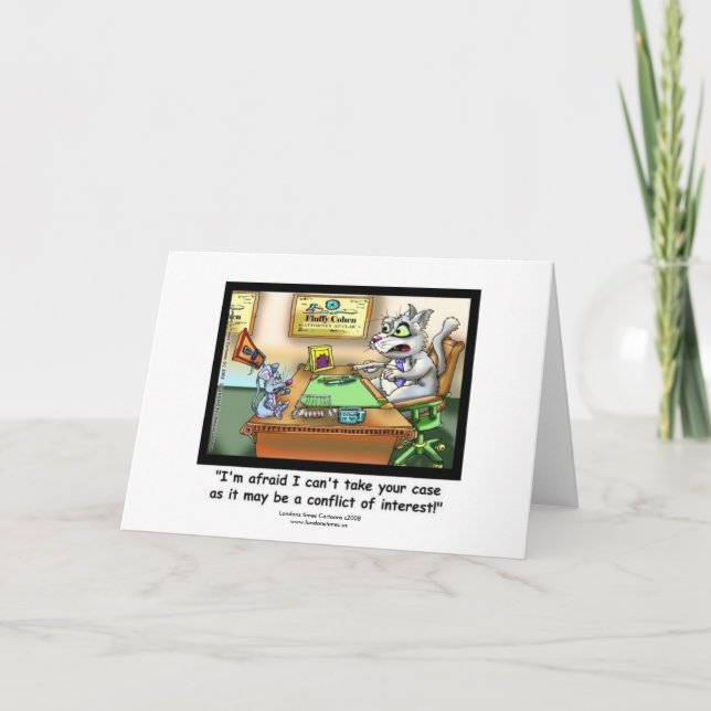 Carte de vœux drôle de chat et d'avocat (Devant)