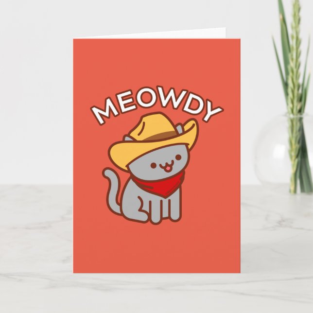 Carte de vœux drôle de chat : MEOWDY (Devant)