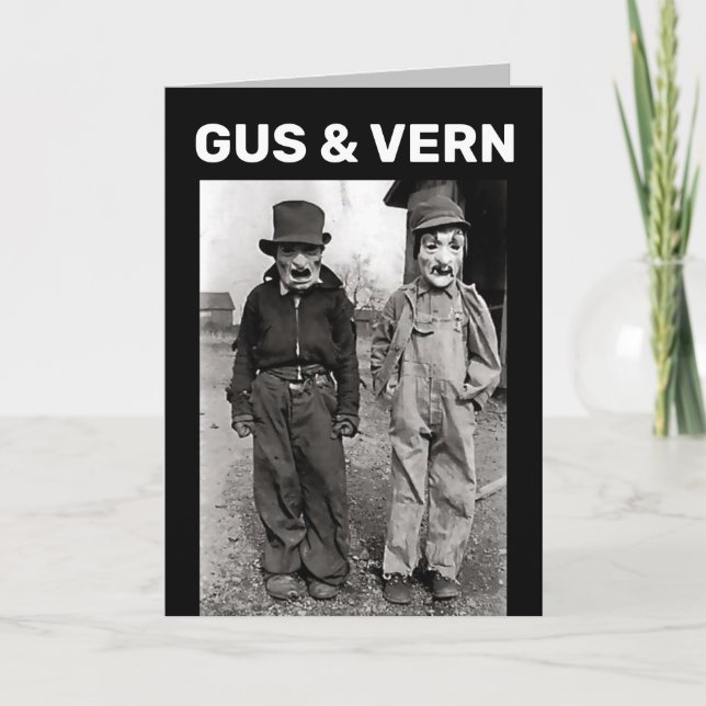 CARTE DE VOEUX DRÔLE DE COSTUMES HALLOWEEN HISTORI (Devant)