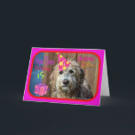 Carte de voeux drôle de joyeux anniversaire de<br><div class="desc">Labradoodle adorable et précieux tout prêt à baver vous avec des baisers humides d'anniversaire.</div>