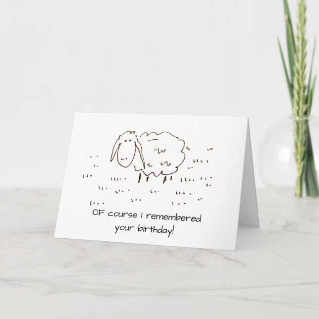 Carte de vœux drôle de mouton ewe dessin animé pou (Devant)