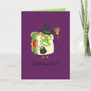 Carte de vœux drôle de sorcière d'Halloween Sandwi