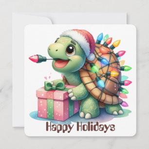 Carte de vœux drôle de tortue pour les fêtes
