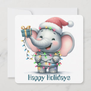 Carte de vœux drôle d'éléphant pour les fêtes