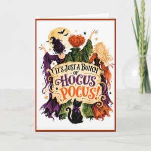 Carte de vœux drôle d'Halloween de sorcière Hocus
