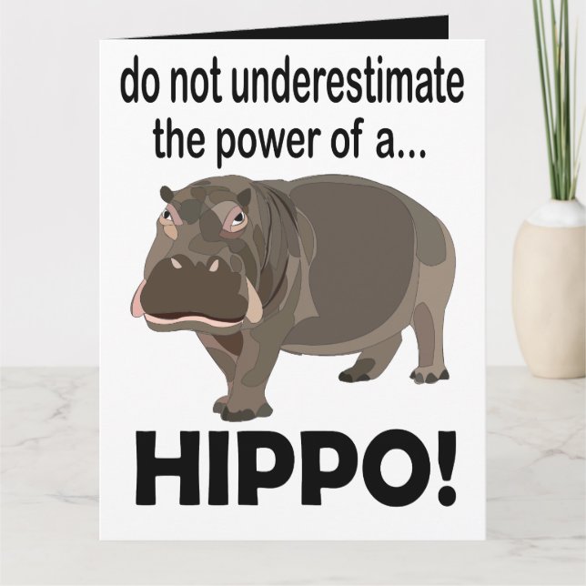 Carte de vœux drôle d'hippopotame animal (Devant)