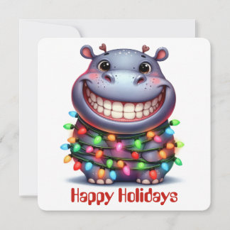Carte de vœux drôle d'hippopotame pour les fêtes
