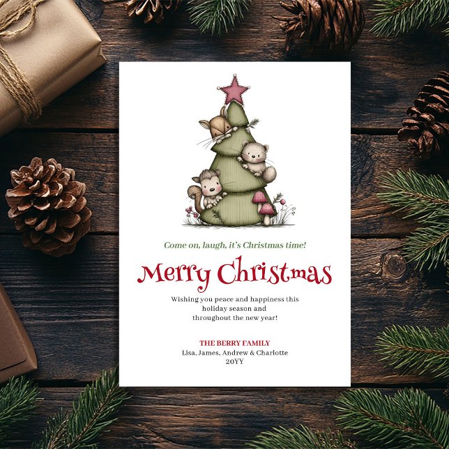 Carte de vœux drôle et chic pour arbre de Noël (Chic funny Christmas tree greeting card

)
