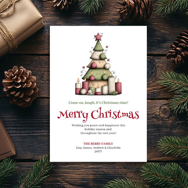 Carte de vœux drôle et modifiable d'arbre de Noël (Funny editable Christmas tree greeting card

)