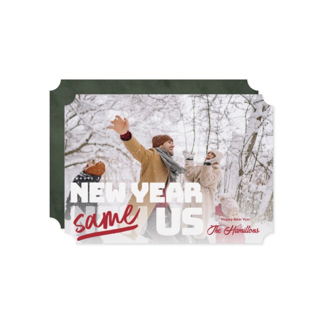 Carte de vœux drôle pour le Nouvel An, toujours no (Devant/Arrière en situation)