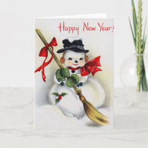 Carte de voeux Drôle Snowman Bonne année!