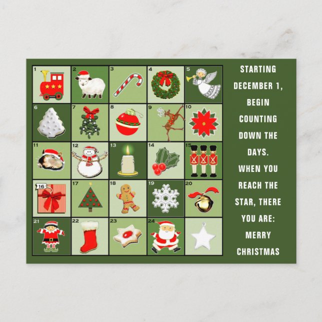 Carte de vœux du calendrier de l'Avent de Noël (Devant)