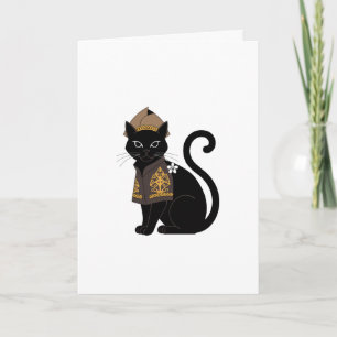 Carte de vœux du chat guerrier noir