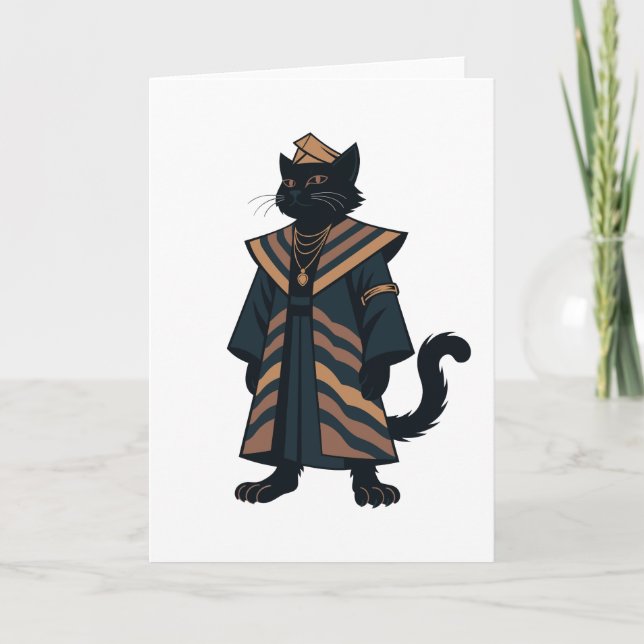 Carte de vœux du chat noir Pharaoh (Devant)
