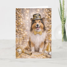 Carte de vœux du colley - Bonne année chien