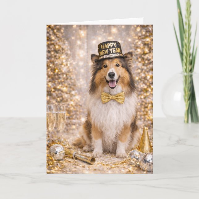 Carte de vœux du colley - Bonne année chien (Devant)