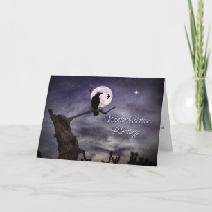 Carte de vœux du corbeau ou du solstice d'hiver de