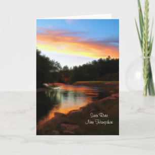 Carte de vœux du coucher de soleil de la rivière S