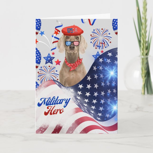 Carte de voeux du héros militaire Weimaraner (Devant)