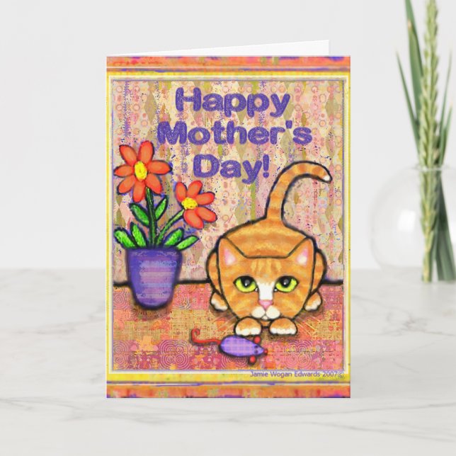 Carte de voeux du jour de mère de chat tigré de (Devant)