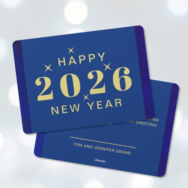 Carte de vœux du Nouvel An (Happy New Year Holiday Card (front and back))