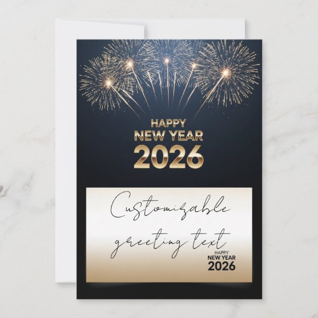 Carte de voeux du Nouvel An 2026 - Golden Firework (Devant)
