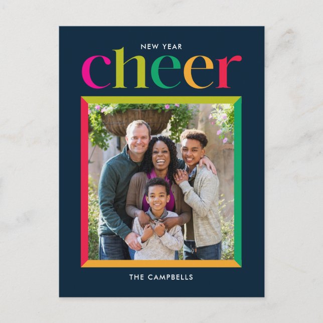 Carte de vœux du Nouvel An à cadre audacieux (Devant)