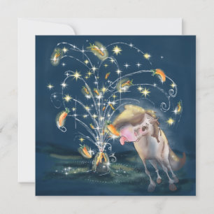 Carte de vœux du Nouvel An avec cheval et feu d'ar