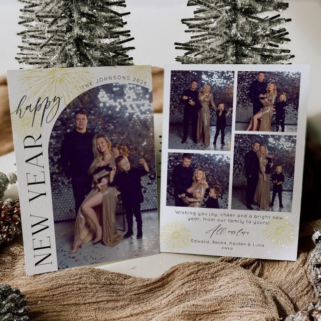 Carte de vœux du Nouvel An Feux d'artifice Photo e (Créateur téléchargé)