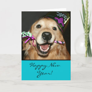 Carte de vœux du Nouvel An Golden Retriever