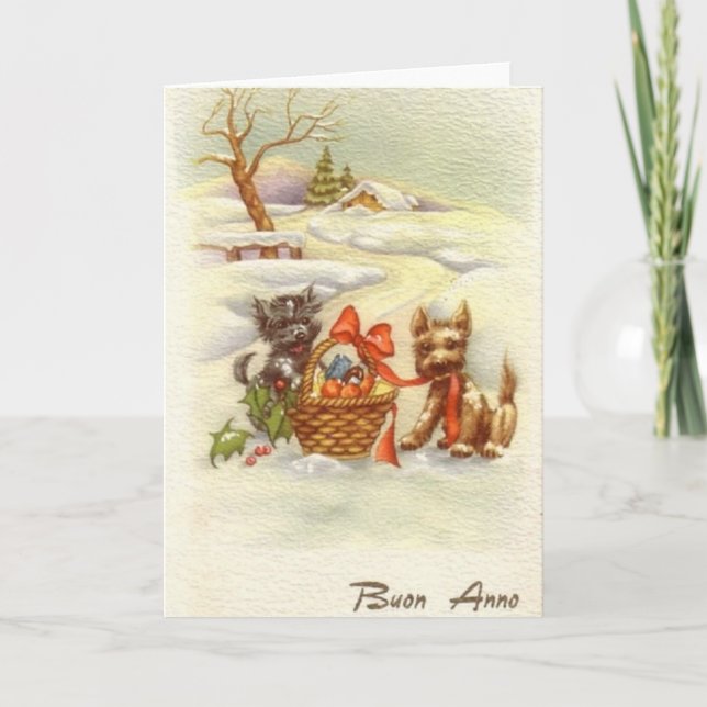 Carte de voeux du Nouvel An italien vintage (Devant)