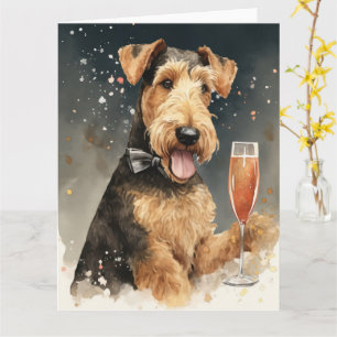 Carte de vœux du Nouvel An pour Airedale Terrier