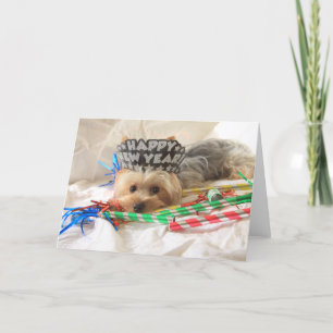 Carte de vœux du Nouvel An pour Yorkie