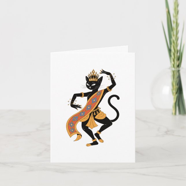 Carte de vœux du roi chat dansant (Devant)