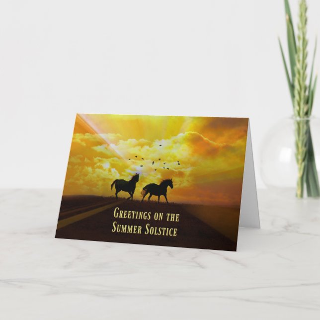 Carte de vœux du solstice d'été avec des chevaux (Devant)