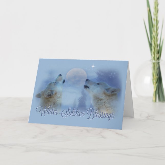 Carte de vœux du solstice d'hiver Loups (Devant)