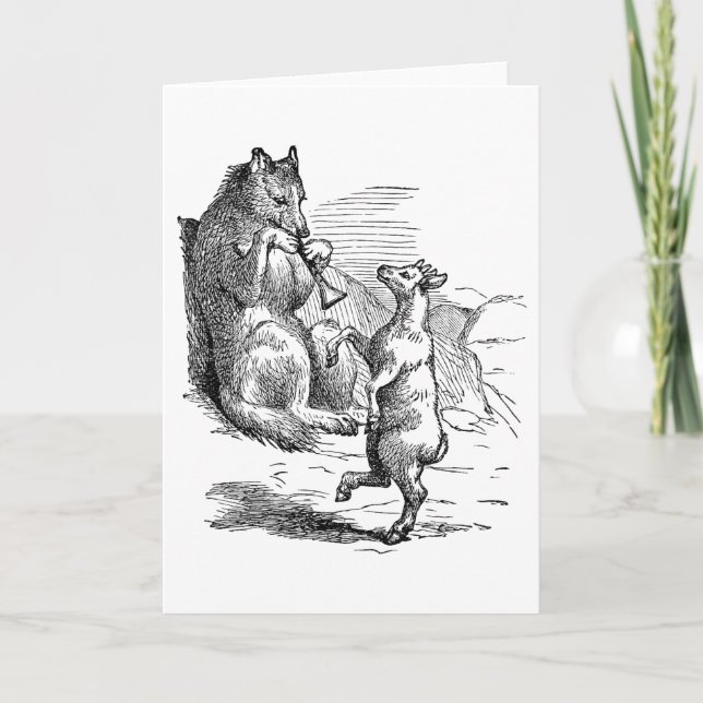 Carte de voeux "Duet de loup et de chèvre" (Devant)