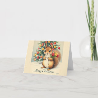 Carte de vœux écureuil de Noël - Intérieur vierge