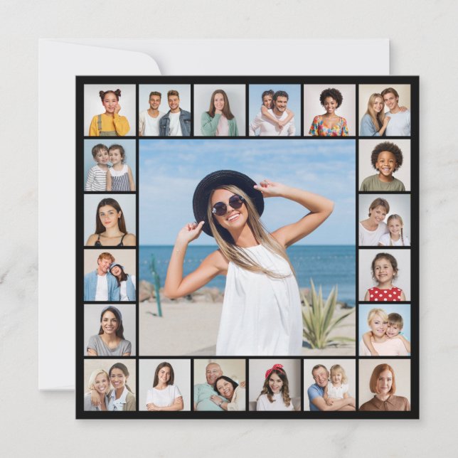 Carte de vœux éditable avec collage de 21 photos c (Devant)